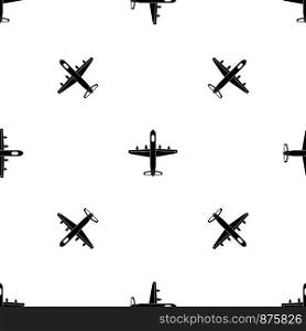 Military plane pattern repeat seamless in black color for any design. Vector geometric illustration. Military plane pattern seamless black