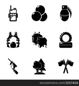 Military preparation icons set. Simple set of 9 military preparation vector icons for web isolated on white background. Military preparation icons set, simple style