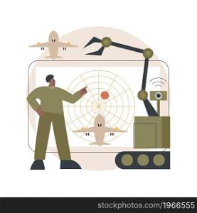 Military robotics abstract concept vector illustration. Artificial intelligence in defence operations, automated army machinery, military robot technologies, machine learning abstract metaphor.. Military robotics abstract concept vector illustration.