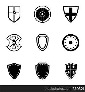 Military shield icons set. Simple illustration of 9 military shield vector icons for web. Military shield icons set, simple style