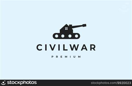 military tank house logo design vector illustration