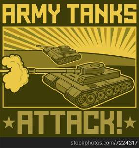 Military tanks poster vector