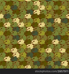 Military texture from Piranha. Army seamless pattern evil fish. Soldier protective camouflage of Marine predator.