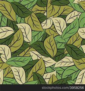 Military texture leaves. Army camouflage of foliage. Seamless pattern for soldiers clothes. vector Protective background