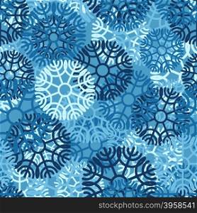 Military texture of snowflakes. Army background of snow. Winter Soldier Camouflage seamless pattern for Santa Claus