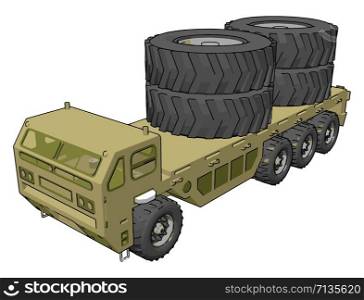 Military truck, illustration, vector on white background.