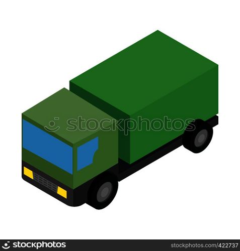 Military truck isometric 3d icon isolated on a white . Military truck isometric 3d icon