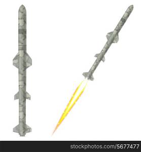 Military two-stage rockets on a white background. Vector illustration