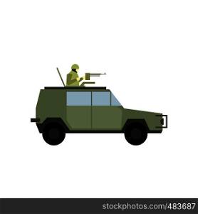 Military war car flat icon isolated on white background. Military war car flat icon