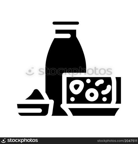 milk and cheese dairy product glyph icon vector. milk and cheese dairy product sign. isolated contour symbol black illustration. milk and cheese dairy product glyph icon vector illustration