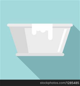 Milk basin icon. Flat illustration of milk basin vector icon for web design. Milk basin icon, flat style