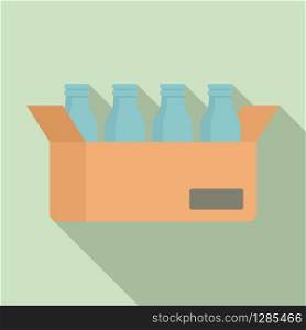 Milk bottle carton box icon. Flat illustration of milk bottle carton box vector icon for web design. Milk bottle carton box icon, flat style