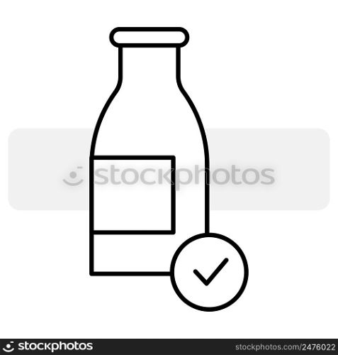 Milk bottle check mark icon. Bottle icon. Pixel perfect. Natural organic nutrition. Vector illustration. stock image. EPS 10.. Milk bottle check mark icon. Bottle icon. Pixel perfect. Natural organic nutrition. Vector illustration. stock image.