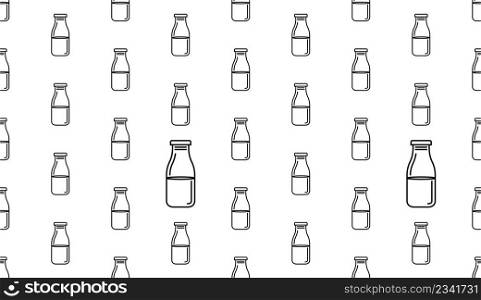 Milk Bottle Icon Seamless Pattern, Glass   Plastic Milk Packaging Bottle, Container Vector Art Illustration