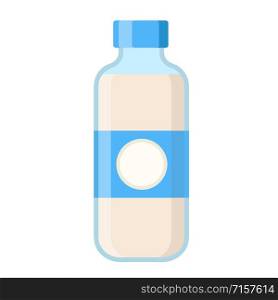 Milk bottle in cartoon flat style on white, stock vector illustration