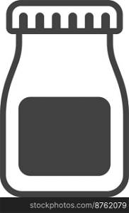Milk bottles and caps illustration in minimal style isolated on background