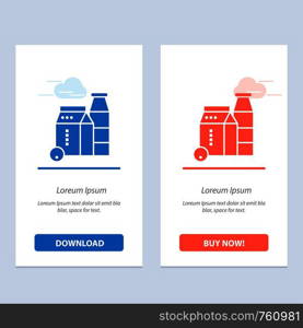 Milk, Box, Bottle, Shopping Blue and Red Download and Buy Now web Widget Card Template