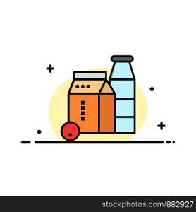 Milk, Box, Bottle, Shopping Business Flat Line Filled Icon Vector Banner Template