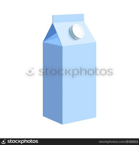 Milk box icon in cartoon style on a white background. Milk box icon, cartoon style