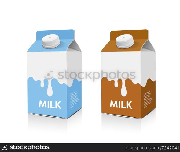 Milk box packaging light blue and brown design collections, vector illustration