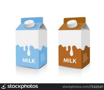 Milk box packaging light blue and brown design collections, vector illustration