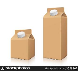 Milk brown box packaging, two size template design collections, isolated on white background Eps 10 vector illustration