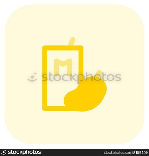 Milk carton with ripened mango fruit.