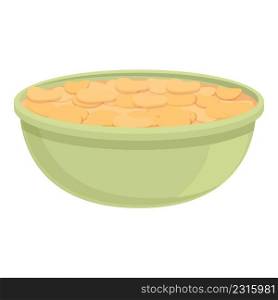 Milk cereal breakfast icon cartoon vector. Corn bowl. Muesli flakes. Milk cereal breakfast icon cartoon vector. Corn bowl