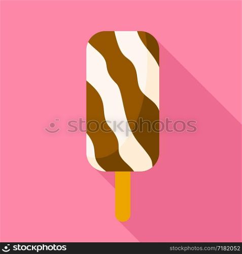 Milk creamy popsicle icon. Flat illustration of milk creamy popsicle vector icon for web design. Milk creamy popsicle icon, flat style