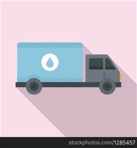 Milk delivery truck icon. Flat illustration of milk delivery truck vector icon for web design. Milk delivery truck icon, flat style