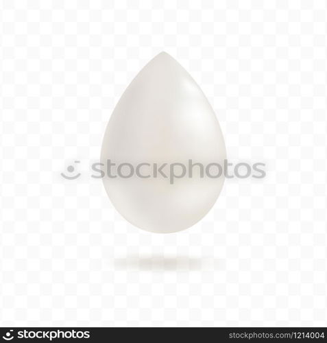 Milk drop. Cream droplet. White realistic shiny blob. Falling fluid with beautiful reflection. Vector illustration for your design.