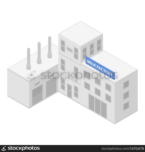 Milk factory icon. Isometric of milk factory vector icon for web design isolated on white background. Milk factory icon, isometric style