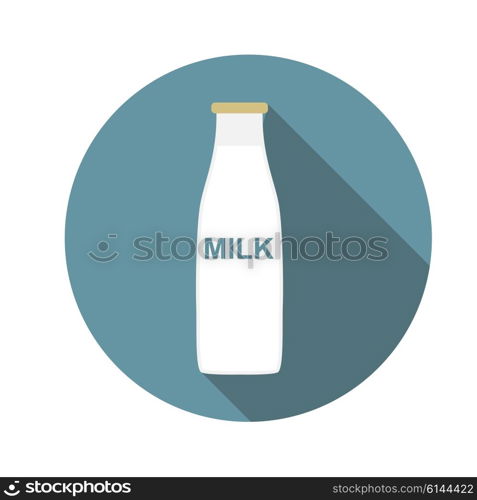 Milk Flat Icon with Long Shadow, Vector Illustration Eps10