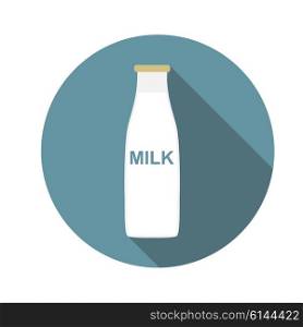 Milk Flat Icon with Long Shadow, Vector Illustration Eps10