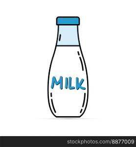 Milk glass bottle vector icon, cartoon design.