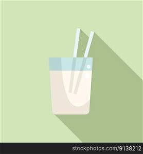 Milk glass icon flat vector. Food protein. Vitamin nutrient. Milk glass icon flat vector. Food protein