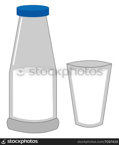 Milk in a cup, illustration, vector on white background.