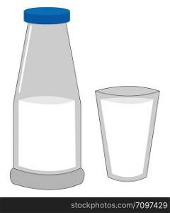 Milk in a cup, illustration, vector on white background.
