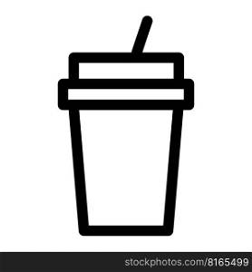 Milk in disposable cup with a straw.