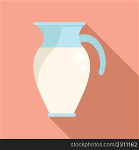 Milk jug icon flat vector. Glass dairy. Calcium liter. Milk jug icon flat vector. Glass dairy