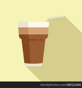 Milk latte icon flat vector. Cafe glass. Cream mocha. Milk latte icon flat vector. Cafe glass