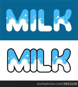Milk. Letters to sparks. Logo for dairy packaging. Vector sign&#xA;&#xA;