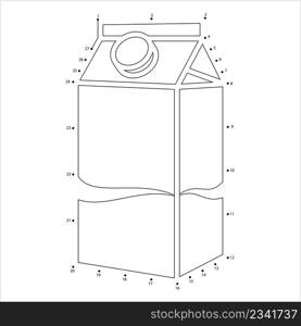 Milk Pack Icon Connect The Dots, Milk Packaging Container Vector Art Illustration, Puzzle Game Containing A Sequence Of Numbered Dots