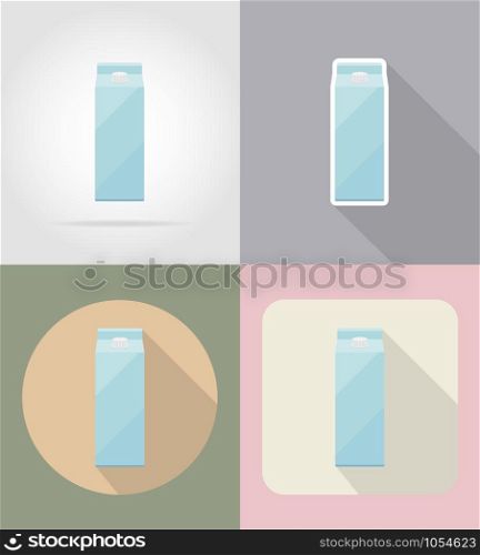 milk packaging drink and objects flat icons vector illustration isolated on background