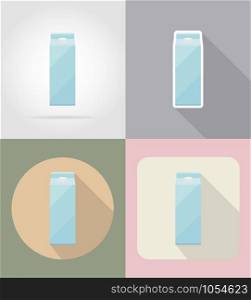 milk packaging drink and objects flat icons vector illustration isolated on background