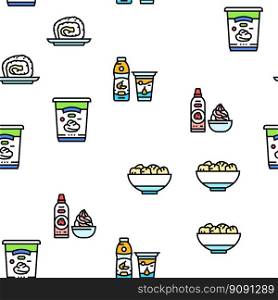 milk product dairy drink fresh vector seamless pattern thin line illustration. milk product dairy drink fresh vector seamless pattern