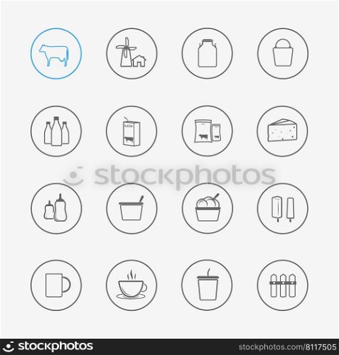 Milk products ui icons. Vector illustration