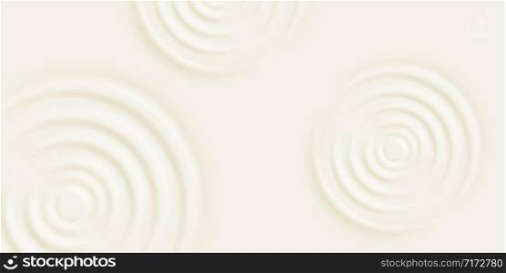 Milk ripple background. Cosmetic cream or shampoo with concentric circles on surface. Vector milk product texture template, wave creamy textures closeup. Milk ripple background. Cosmetic cream or shampoo with concentric circles on surface. Vector milk product texture template