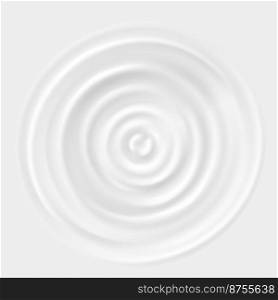 Milk ripple. Curve reflection fluid yogurt product, falling dairy drop view top creme background texture wave cream white hand liquid, circle sound water, vector illustration. White surface milk cream. Milk ripple. Curve reflection fluid yogurt product, falling dairy drop view top creme background texture wave cream white hand liquid, circle sound water, tidy vector illustration