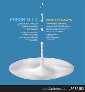 Milk splashes blank space for your advertisement, info-graphic, vector illustration.